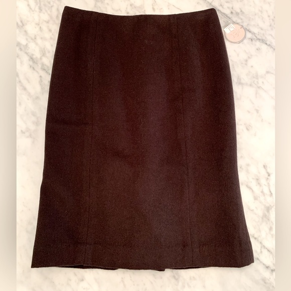 NWT Rebecca Taylor espresso wool pencil skirt with back vent detail size 4 - Picture 6 of 13